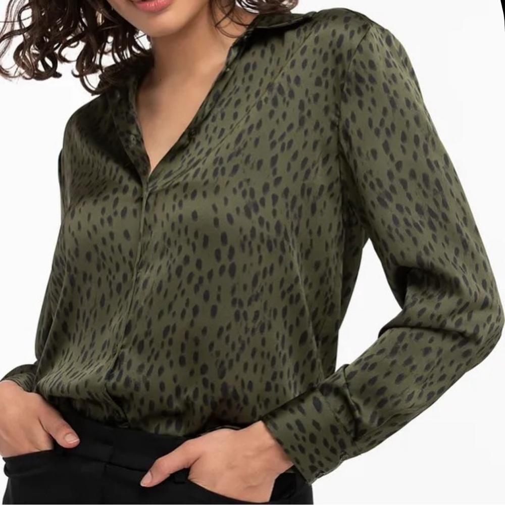 Zara Button Down Shirt with Leopard Print
